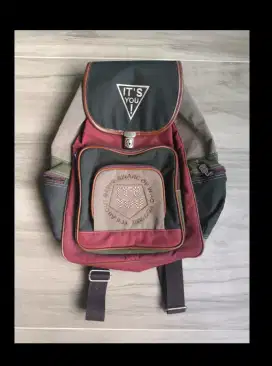 Tas Ransel warna kombinasi (merah, hijau, hitam dan coklat)