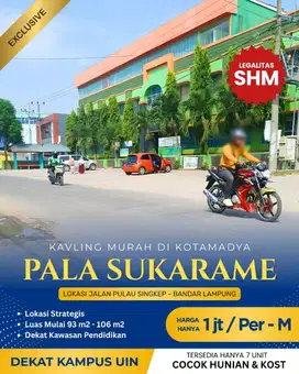 KAVLING SUKARAME BELAKANG KAMPUS UIN RADEN INTAN