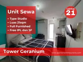 Sewa studio furnished apartments Bassura City tower Geranium