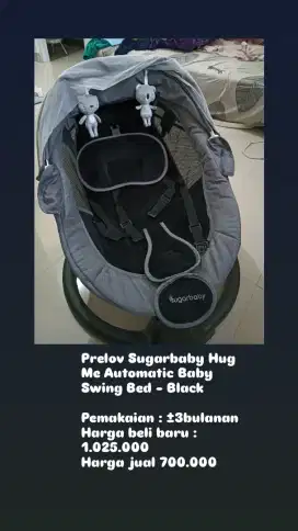 Prelov Sugarbaby Hug Me Automatic Baby Swing Bed - Black
