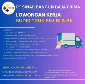 Butuh SEGERA Supir Truk Fuso & Colt Diesel