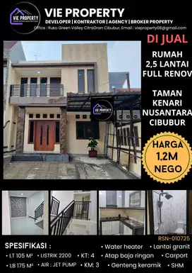 BANTING HARGA!  Dijual rumah murah di Taman Kenari Nusantara Cibubur