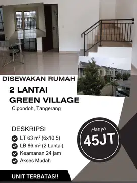 Disewakan Rumah Green Village, Rumah Asri, Cipondoh, Tangerang