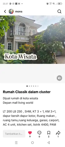 SIAP HUNI dekat mall Living World Kota Wisata Cibubur
