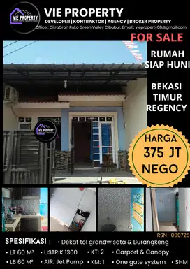 LAGI! TURUN HARGA JUAL CEPAT RUMAH CIBUBUR SIAP HUNI DI BEKASI TIMUR