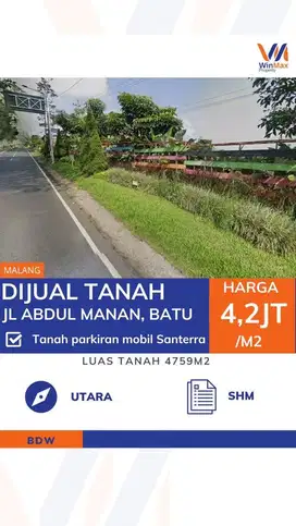 Dijual Tanah Parkiran Mobil Santerra Batu