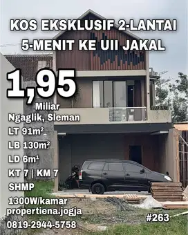 KOS EKSKLUSIF 2-LANTAI 5-MENIT KE UII JAKAL