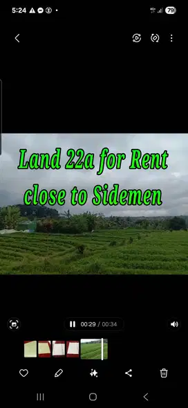 Land 22a for Rent close to Sidemen Traditional Village Bali