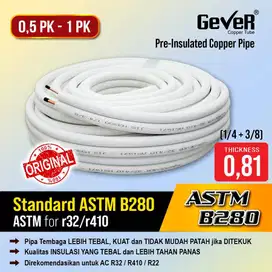 PIPA AC 1/4+3/8 TEBAL 0,81 (0,5-1PK) ASTM B280, 30 meter/roll