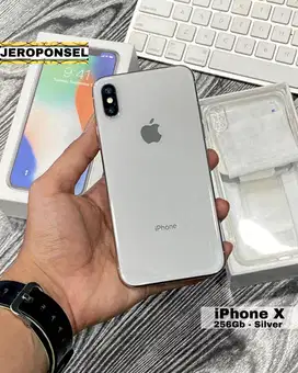 IPHONE X 256GB SILVER FULL SET GARANSI EX INTER