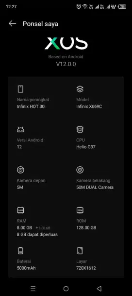 DI JUAL HP INFINIX HOT30i RAM 8GB/128GB
