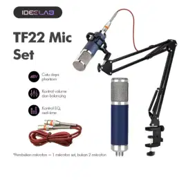 Mic condenser IDEELAB-F22 Mikrofon Rekaman ikatan 48V Mikrofon Lengan