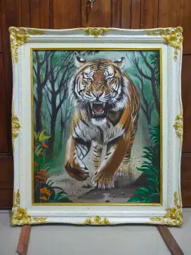 Lukisan kanvas harimau