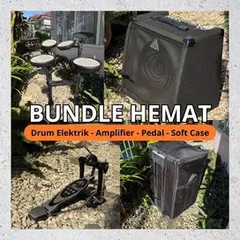 Bundle Drum Electric Hemat (Drum + Pedal + Amplifier + Softcase)