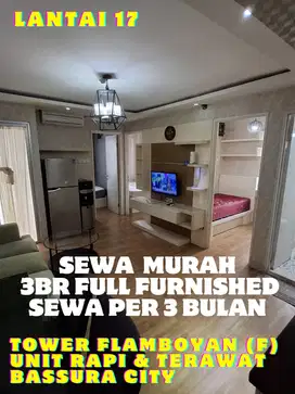 SEWA MURAH 3BR FURNISHED TOWER F LANTAI 17 APARTEMEN BASSURA CITY