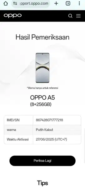 Oppo A5 putih masih mulus