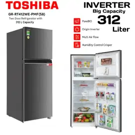 TOSHIBA Japan Kulkas 2 PINTU INVERTER 312 Liter BioPURE TurbobCooling