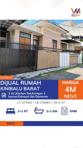 Dijual Rumah Kinibalu Barat Surabaya – Siap Huni, Lingkungan Tenang