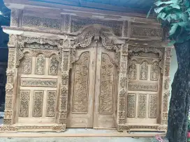 Pintu gebyok kayu jati lebar 4 meter