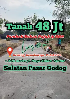 TANAH DIJUAL MURAH DI KENONGKOREJO SUKOHARJO