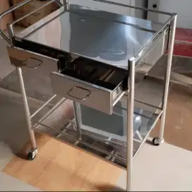 Trolley instrument 2 rak 2 laci stainless dan besi