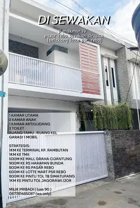 DISEWAKAN / DIKONTRAKKAN RUMAH DENGAN GARASI
