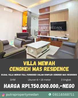 DIJUAL VILLA MEWAH FULL FURNISHED DALAM KOMPLEK Cengkeh Mas Residence