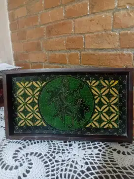 Nampan Jati Lawasan Lukisan Tangan Bolak Balik