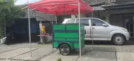 Gerobak Bekas 2 Tingkat Besi Sangat Tebal + Tenda