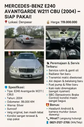 WTS Mercedes E240 Avantgarde 2004 W211 SIAP PAKAI