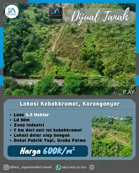 Tanah Zona Industri Karanganyar 5.5 Hektar