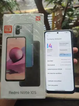 Redmi Note 10s Ram 8+5/1278 Fulset Mulus (bekas pemakaian cewek)