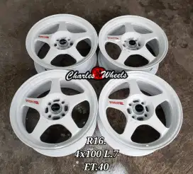 Jual velg spoons r16 4x100 white jazz brio agya ayla yaris vios dll