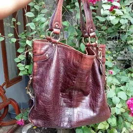Tas Elegance Paris Cewek Kulit Asli Coklat