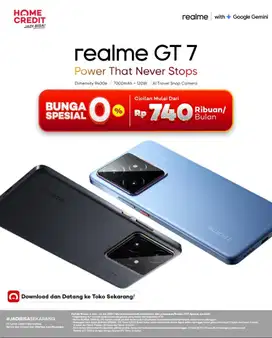HOMEKREDIT PROMO REALME GT 7T series.TANPA DP BISA 0% ya kak