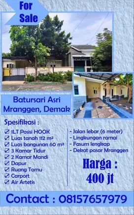 Jual Cepat BU Rumah Batursari Asri Mranggen