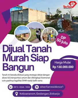 tanah murah di gedangan sudah SHM lokasi strategis