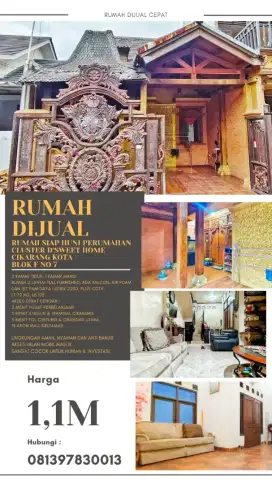 Rumah Cluster Di JUAL Cepatt!!!