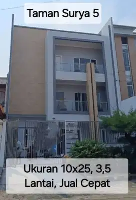 Rumah Mewah 3,5 lantai Rooftop di Taman Surya Semi Furnished