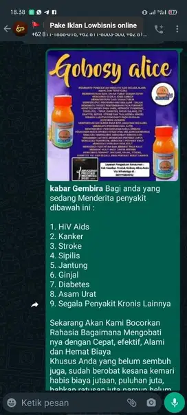 Terima posting sebar iklan ke Group WA dan FB