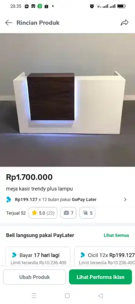 Meja Kantor minimalis terlaris plus lampu