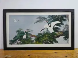 Lukisan rajut benang pemandangan burung buatan korea utara antik asli