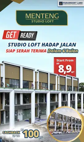 RUKO MENTENG STUDIO LOFT READY STOCK HADAP JALAN UTAMA