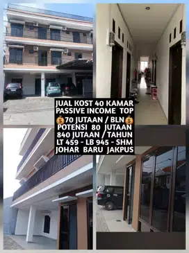 JUAL KOST KOSAN KOSTAN 40 KAMAR DI JOHAR BARU JAKARTA PUSAT