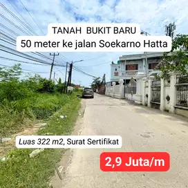 tanah siap bangun di bukit baru 50 meter jalan soekarno hatta