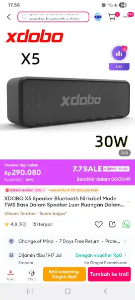 Speaker bt X Dobo X5 30 watt fullset