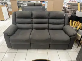 CUCI GUDANG !!! SOFA RECLINER LEXUS 3 SEATER FABRIC - ABU ABU TUA