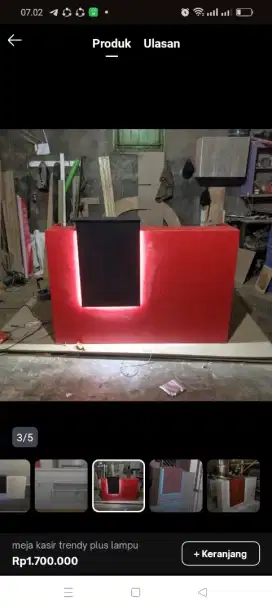 Meja kasir custom warna  merah