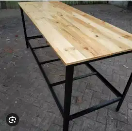 Meja Panjang Tebal + Kaki Rangka Besi
