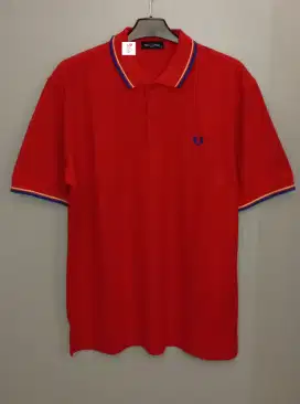 FRED PERRY TWIN TIPPED POLO SHIRT RED